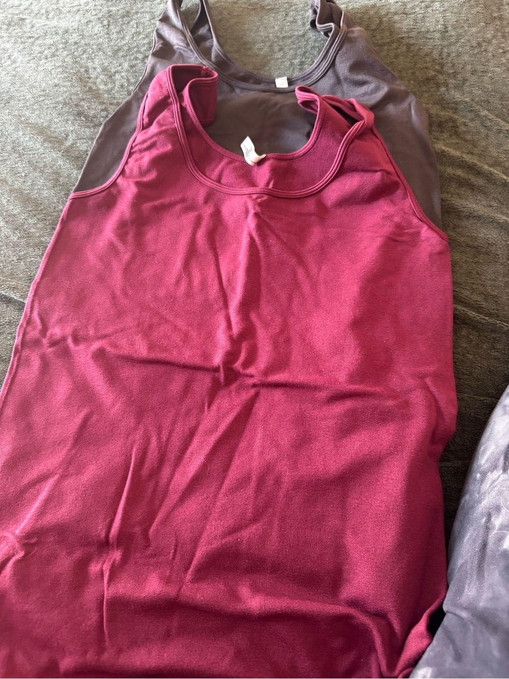 Women's Scoop Neck Tank Top - Burgundy and Slate Grey